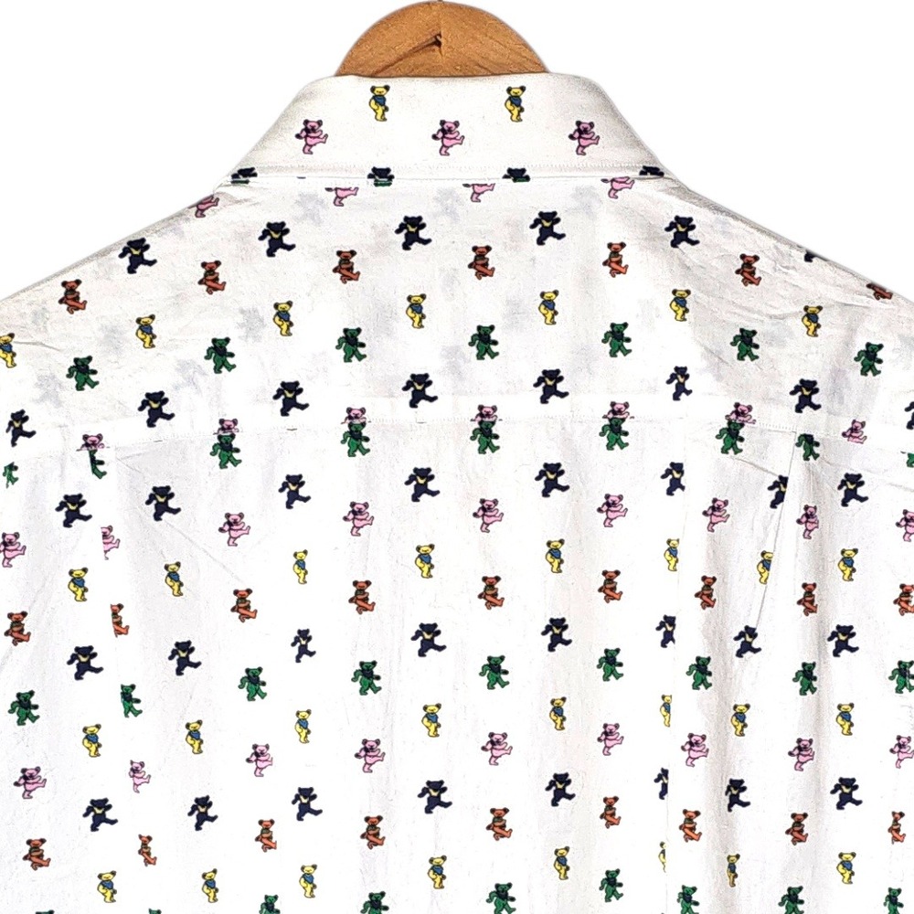 SEC 119 Grateful Dead Dancing Bears Shirt Mens XL White Short Sleeve Button Down - Picture 8 of 11
